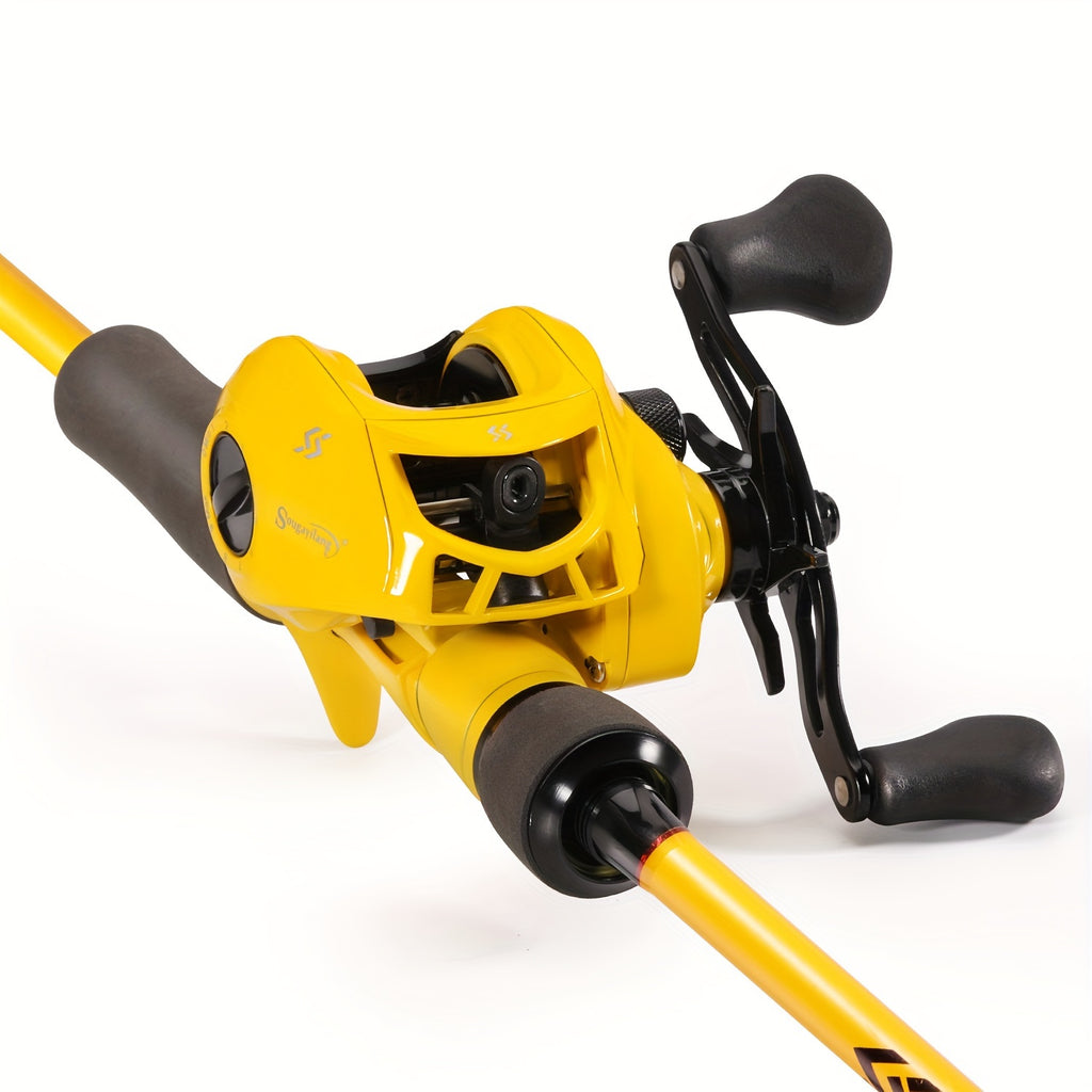 Sougayilang Baitcaster Combo, 2 Pieces Fishing Poles With 7.1:1 Gear Ratio Comfort EVA Grip Handle Reel Baitcasting Fishing Combo