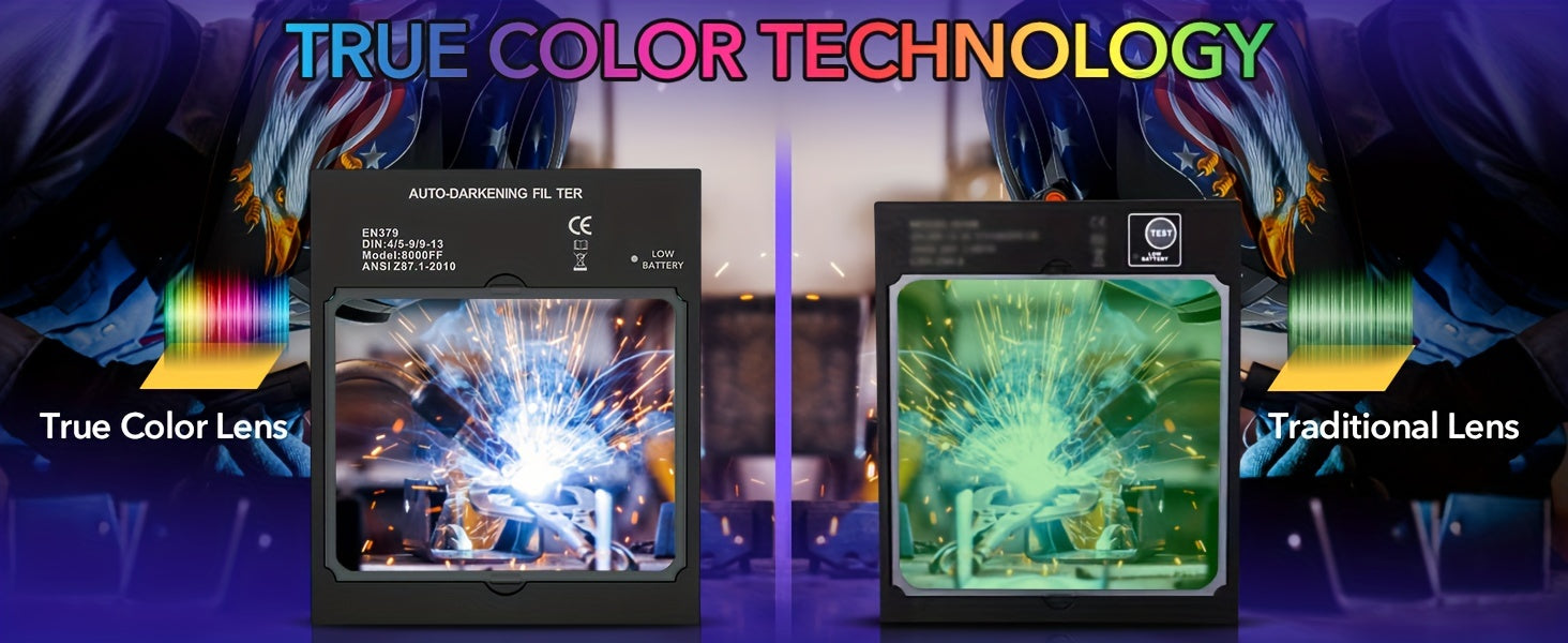 TRQWH Welding Helmet Auto Darkening - Large Viewing True Color Solar Powered Welding Hood With 4 Arc Sensor Adjustable Wide Shade Welder Mask For TIG MIG ARC Weld Plasma Cut Grinding