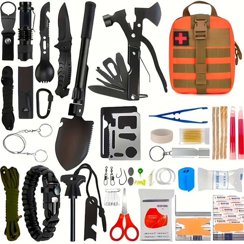 Survival Kit" of Professional Survival Equipment And Devices Outdoor Multifunctional Tools. Suitable for Male Fathers And Husbands Who Enjoy Camping And Outdoor Adventures