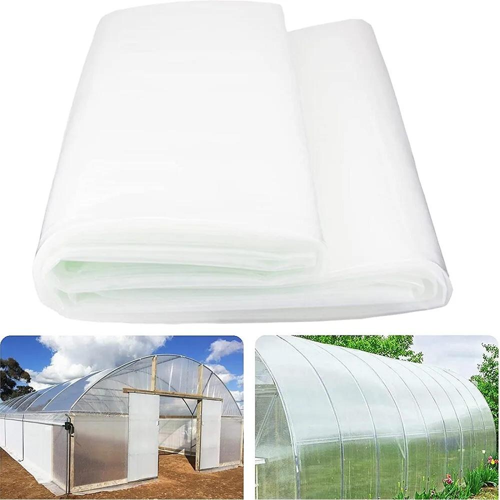 6 mil Greenhouse Plastic Film Sheeting Cover Large Size 100ft 50ft 40ft Length Available UV Resistant Clear Polyethylene Film Green House Hoop Farm Plastic Cover for Gardening Farming Agriculture