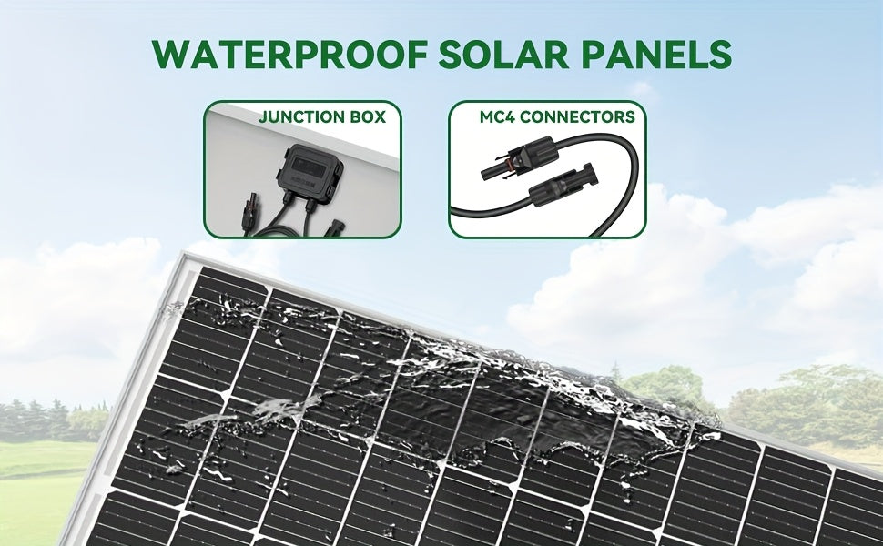 High Efficiency 25.5% 400W Monocrystalline Solar Panels - Durable Aluminum Frame & Weather-Resistant - for Rooftop, Farm, House, RVs & Off-Grid Systems - Low Light Energy Production - Long-Term Use