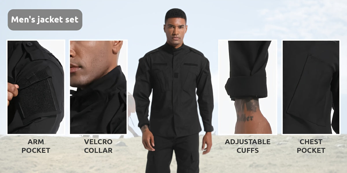 2-Pack Men'S Tactical Cargo Pants & Outdoor Jacket Set - Durable, Lightweight Ripstop Fabric, Slim Fit with Multiple Pockets for Hunting, Training, Hiking, Camping - All-Season Comfort, Hunting Gear, Camping Attire, Sporty St