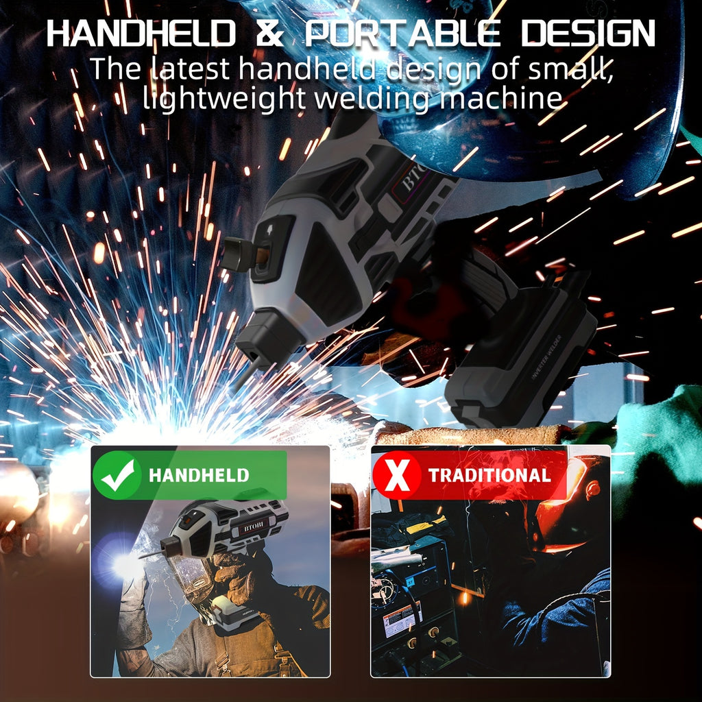 1pc Portable Welding Machine, 110V Handheld Arc Welder With IGBT Inverter, Variable Current Control, Portable ARC Welding Gun For 3/32"-1/8" Rod, Welding Kit With Carrying Case