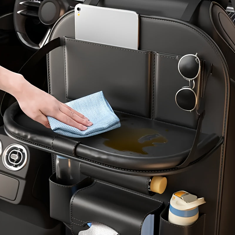 Car Backseat Organizer, Folding Rear Seat Car Parts, Road Trip Car Accessories, Multi-function Backrest Storage Trash Can, Large Storage Bag, Notebook, Dining Table, Tray