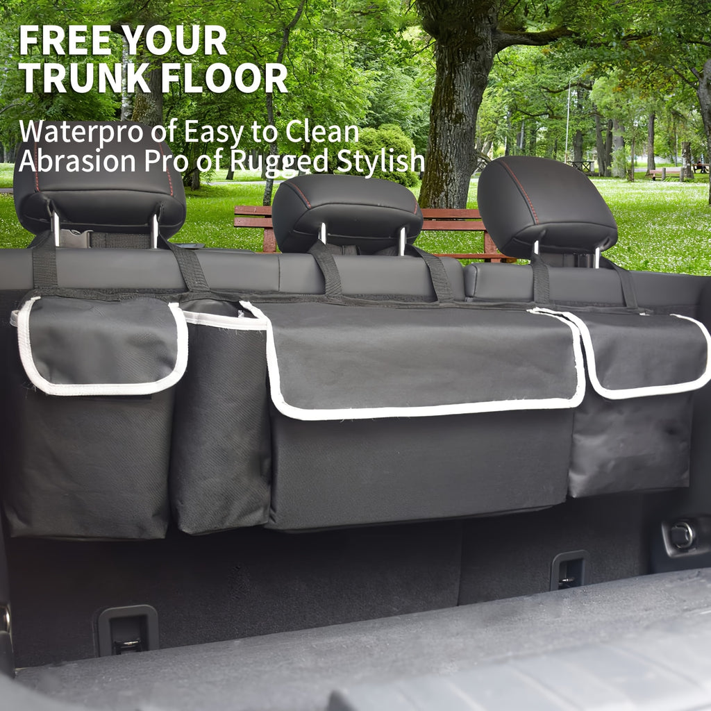 Car Trunk Organizer And Storage, Backseat Hanging Organizer For SUV, Truck, MPV, Waterproof, Collapsible Cargo Storage Bag With 4 Pockets, Car Accessories For Men And Women