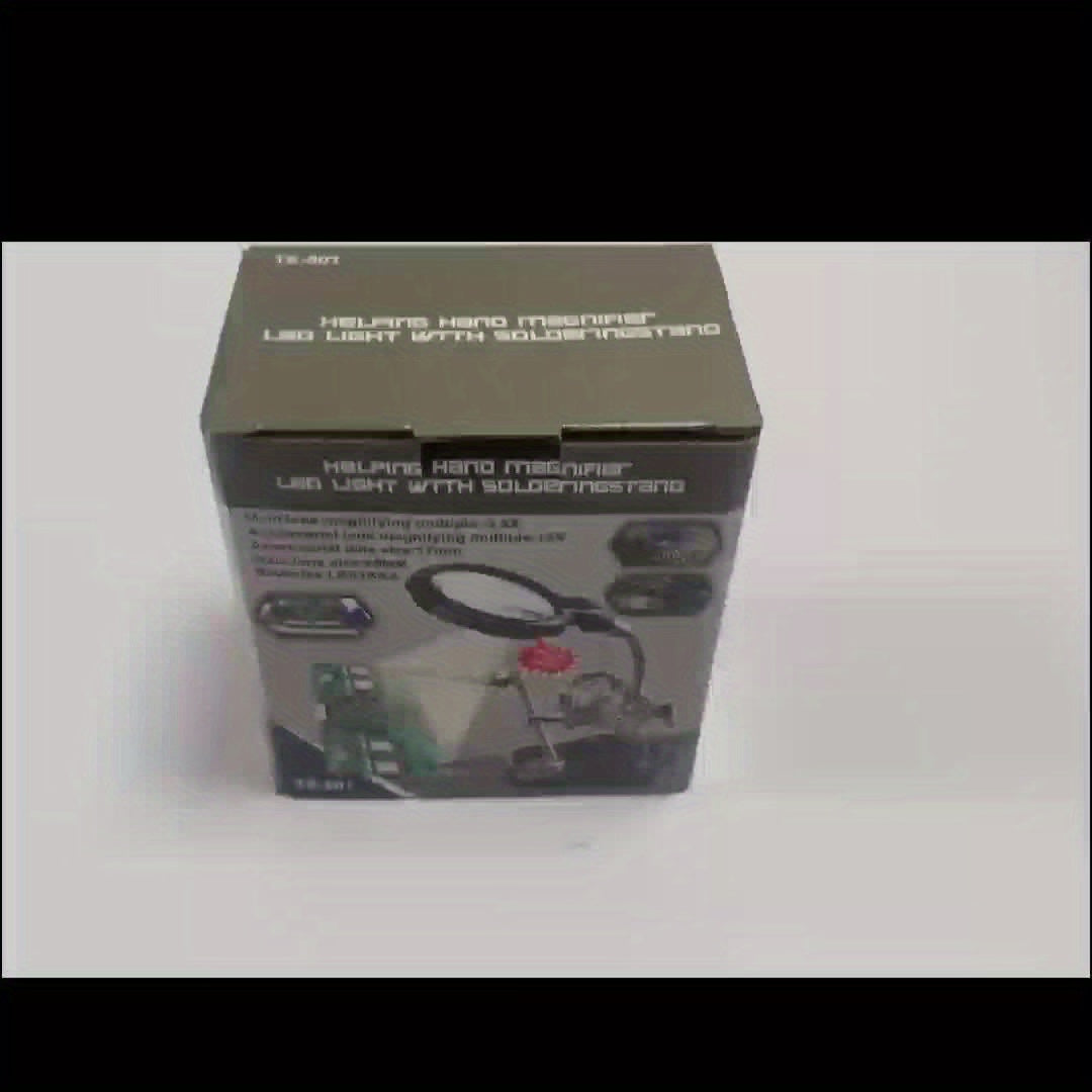 Professional Electronic Inspection & Repair Station with Built-in Lighted Magnifying Glass - Heavy-Duty Adjustable Folding Stand, Ergonomic Base, Battery-Powered (Low Voltage) - for Electronics Repair, Watchmaking, Jewelry, M