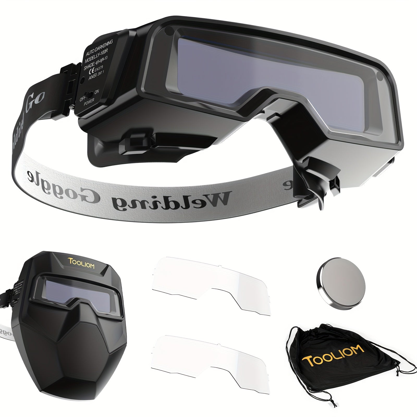 TOOLIOM Welding Goggles Auto Darkening, True Color & Detachable Eye Protection Safety Goggles Face Shield Helmet Welding Glasses Welder Mask For Grinding Plasma Cutting TIG MIG ARC