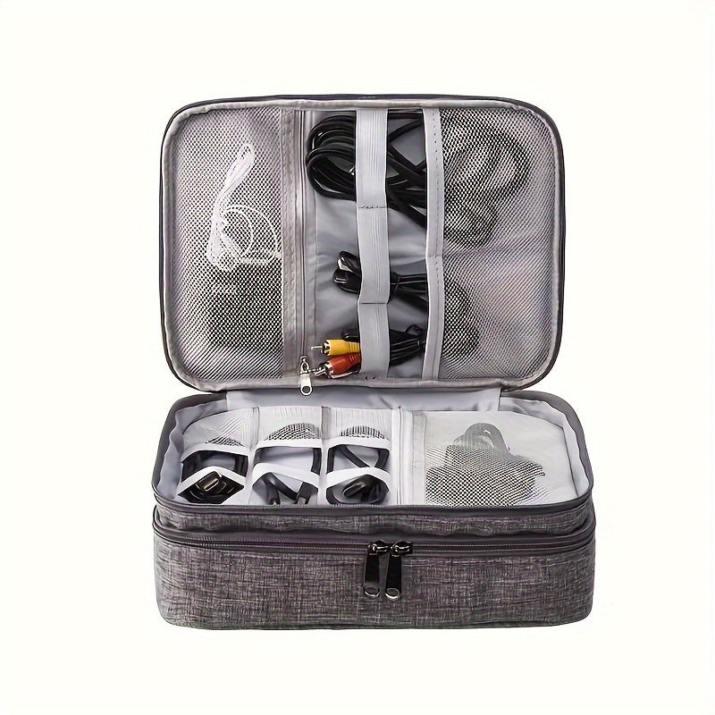Electronics Organizer Travel Case, Water Resistant Cable Organizer Bag for Travel Essentials, Tech Gifts for Men, Storage Bag as Accessories for Phone, Cord, iPad