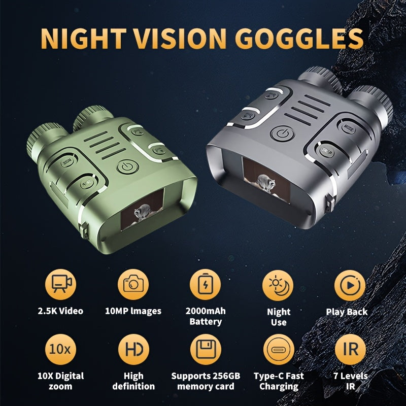 NovaLens 1080P Night Vision Binoculars Goggles HD 10X Zoom, Day/Night Use 800m Range, Photo/Video Recording for Hunting/Fishing/Camping with 2.4" Screen -Outdoor Survival Gear, Perfect Gift for Men Ideal for Wildlife Observat