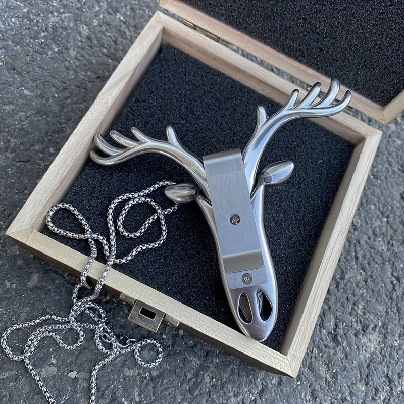 Damascus Steel 316 Stainless Steel Tea Knife Coffee Synthetic Crystal Longhorn Christmas Pendant Necklace Clasp, Paper Cutter, Box Opener Pocket Knife EDC