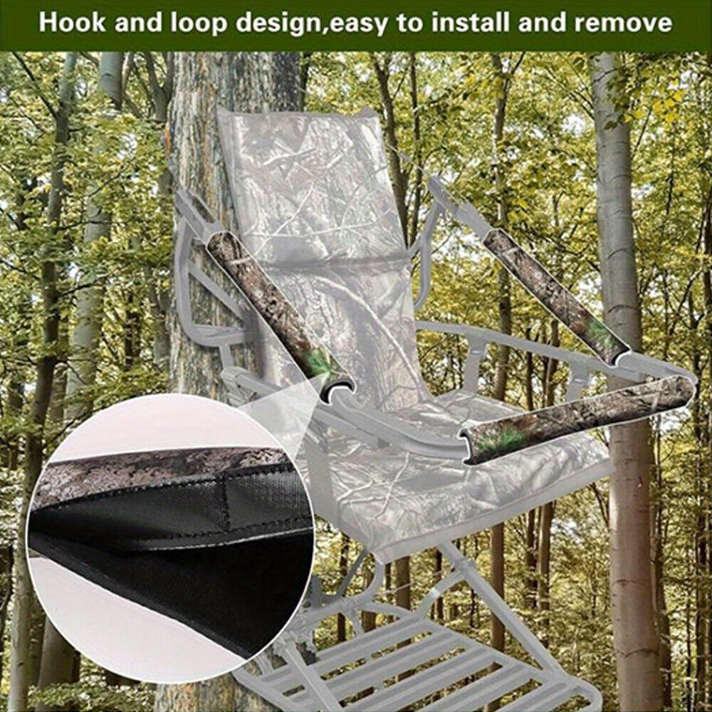 4pcs Camouflage Rubber Tree Stand Rail Pads, Durable & Easy to Install, for Deer Hunting Treestands, Ladder & Climbing Tripod Stands, Outdoor Hunting Gear | Blendable Environment | Cushioned Rail Pads, Bows for Deer Hunting