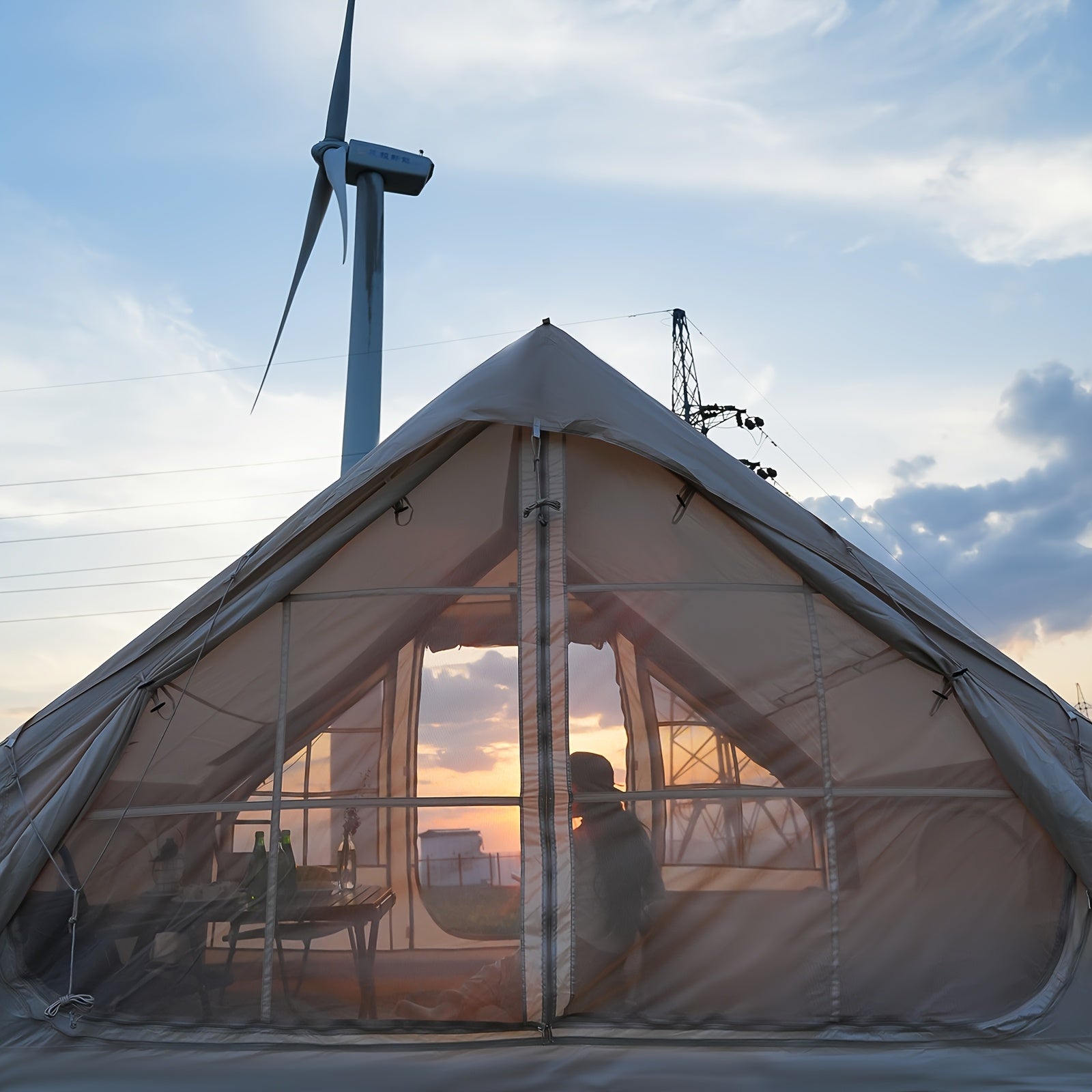 Inflatable camping tent large family camping tents instant glamping tent 4 season windproof outdoor blow up tent fishing party