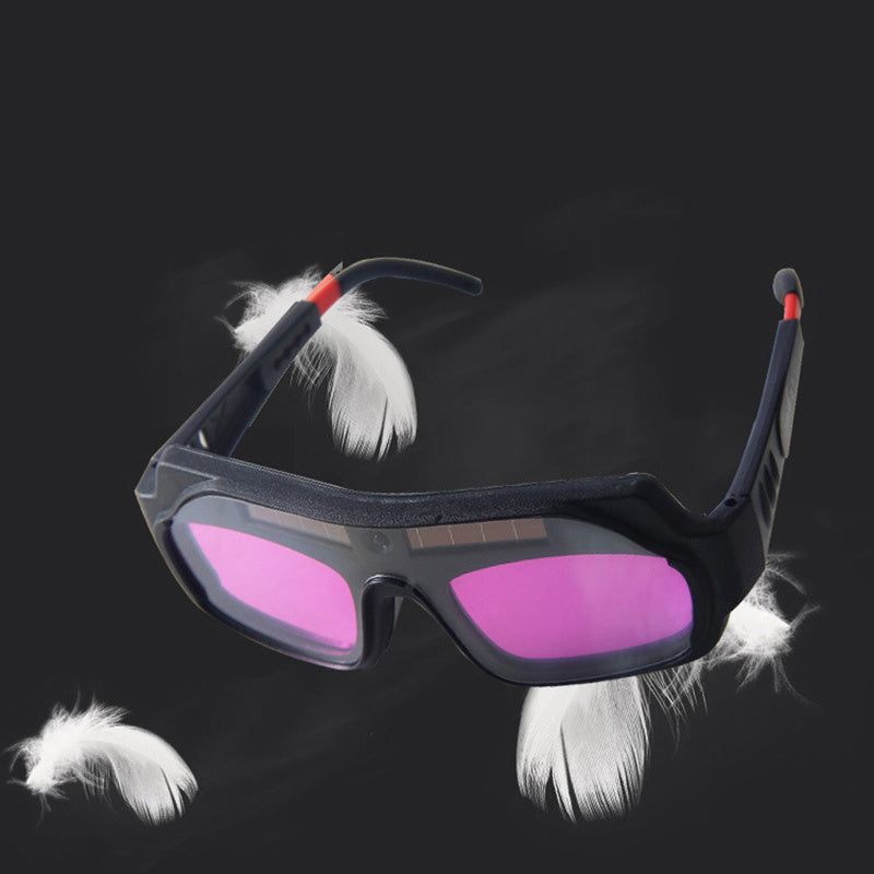 1 Set Automatic Dimming Welding Glasses With 5pcs Protective Film, Solar Powered Auto Darkening Welding Glasses, Welder Glasses For TIG MIG ARC Grinding Plasma, Auto Darkening Anti- Eyes Shield, Storage Box With Cloth, Glasse