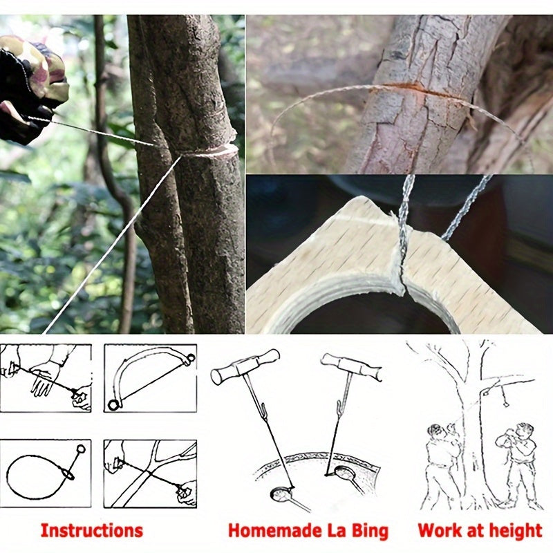 1pc Stainless Steel Wire Saw, Outdoor Hand Pulled Wire Saw Rope, Multipurpose Camping Cable Survival Wire For Rubber, Plastic, Soft Metal And Wood