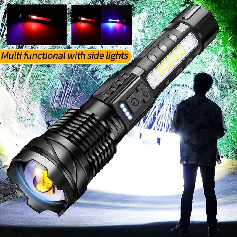 [1pc Super Powerful Torch Light] Super Powerful Rechargeable Torch Flood Light | 1pc for Outdoor Camping, Fishing, Hunting, Climbing, Adventure Emergency | Christmas Gift