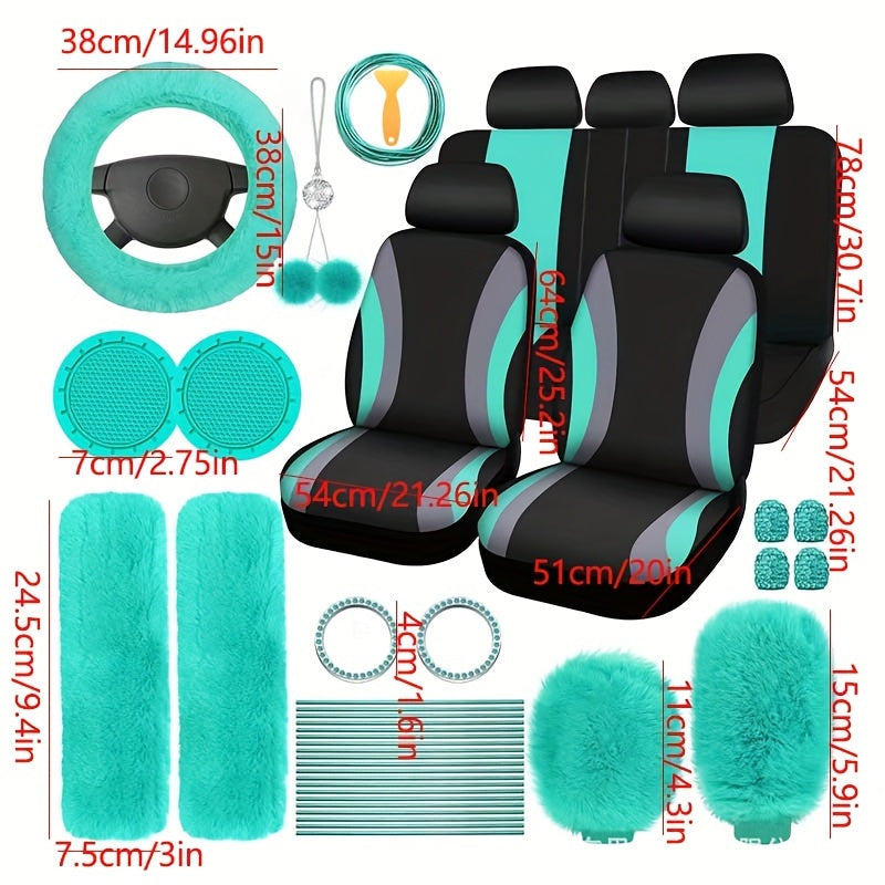 35pcs car seat set plush pendant steering wheel universal car accessories interior set - the perfect choice for fashionable ladies