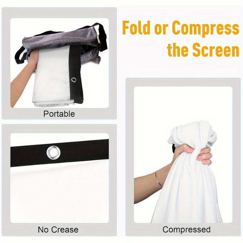 120/100/84 Inch Portable Foldable Wrinkle-Resistant Projection Screen with Carry & Stands - 16:9 Widescreen HD Clarity for Home Theater, Outdoor Movies, Office, Gaming - Lightweight Durable Indoor/Outdoor Projector Screen (No