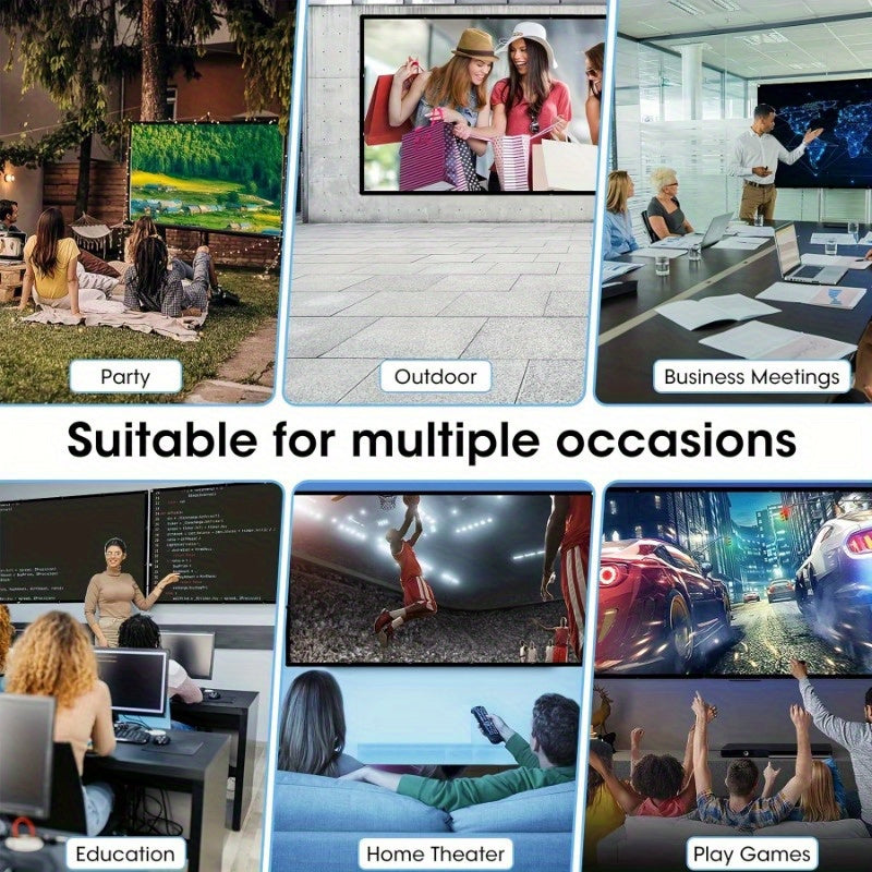 120/100/84 Inch Portable Foldable Wrinkle-Resistant Projection Screen with Carry & Stands - 16:9 Widescreen HD Clarity for Home Theater, Outdoor Movies, Office, Gaming - Lightweight Durable Indoor/Outdoor Projector Screen (No