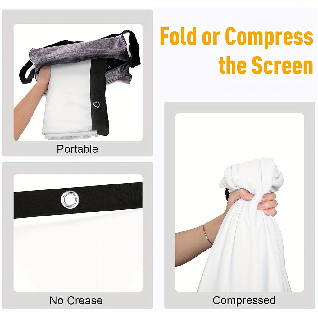 120/100/84 Inch Portable Foldable Wrinkle-Resistant Projection Screen with Carry & Stands - 16:9 Widescreen HD Clarity for Home Theater, Outdoor Movies, Office, Gaming - Lightweight Durable Indoor/Outdoor Projector Screen (No