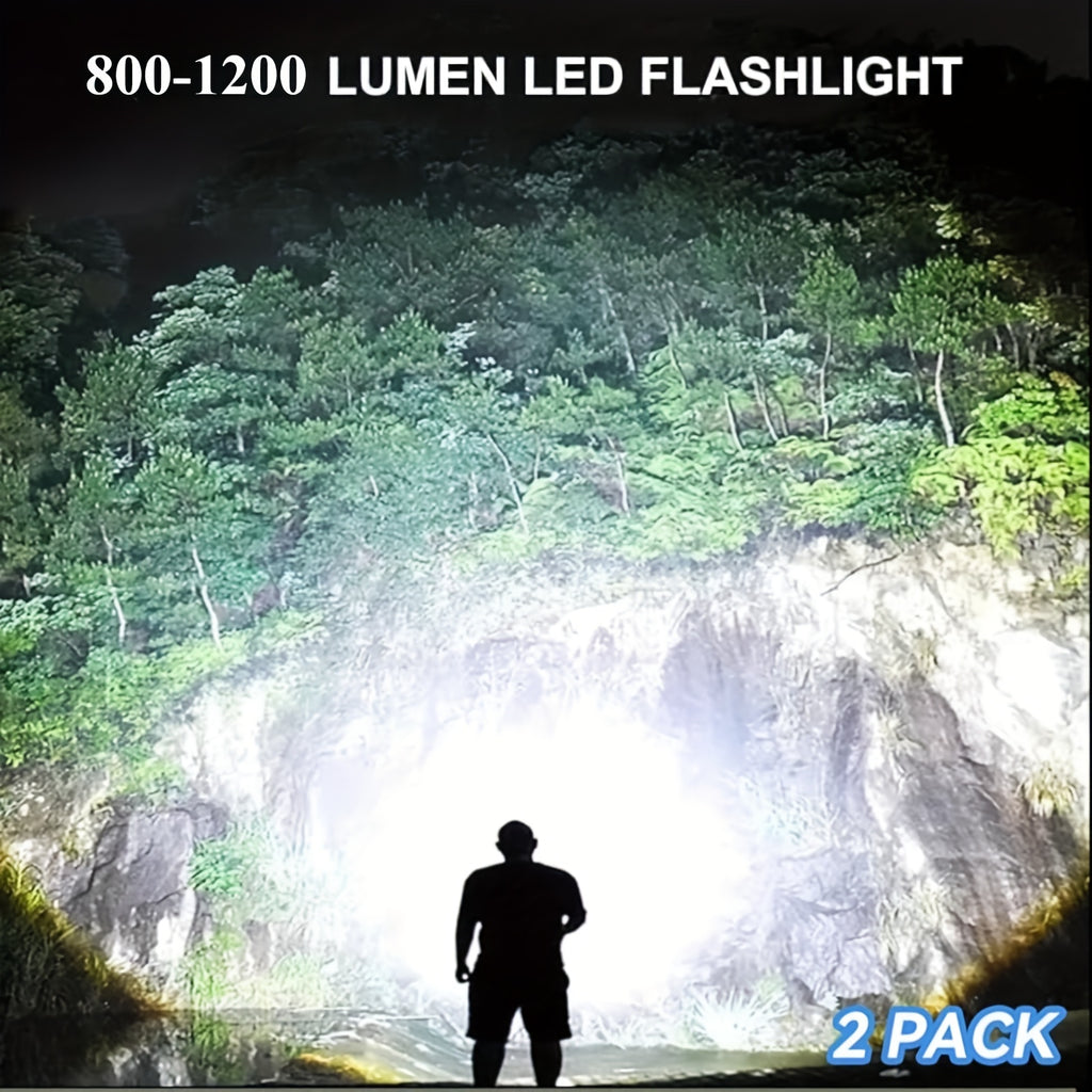 LYLTING 800-1200 High Lumens, Rechargeable Super Bright Flashlights with 5 Modes, Durable Aluminium Alloy Camping Gear And Equipment, Survival Tools, Hunting Torch for Man, Flashlight for Home Camping Hiking Emergency(2pcs/1p