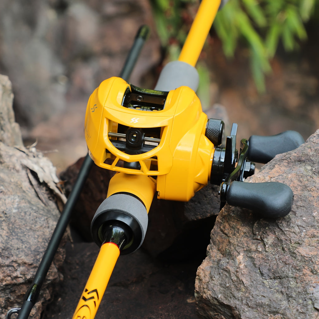 Sougayilang Baitcaster Combo, 2 Pieces Fishing Poles With 7.1:1 Gear Ratio Comfort EVA Grip Handle Reel Baitcasting Fishing Combo