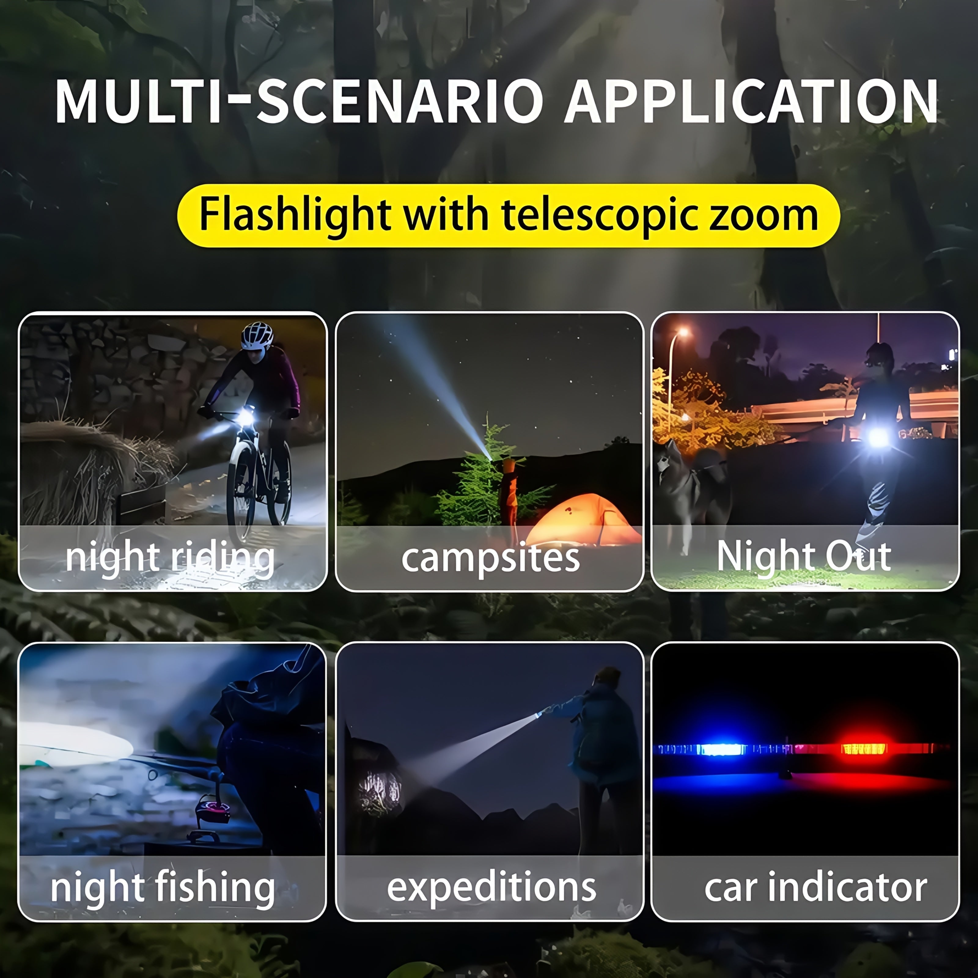 2PACKS High Lumens Rechargeable LED Flashlights Ultra-Bright Flashlights 5 Modes with COB Light Tactical Accessories Zoom-able Torch Handheld Digital Display Flashlight for Outdoor Fishing Survival Hunting Camping Gear And Eq