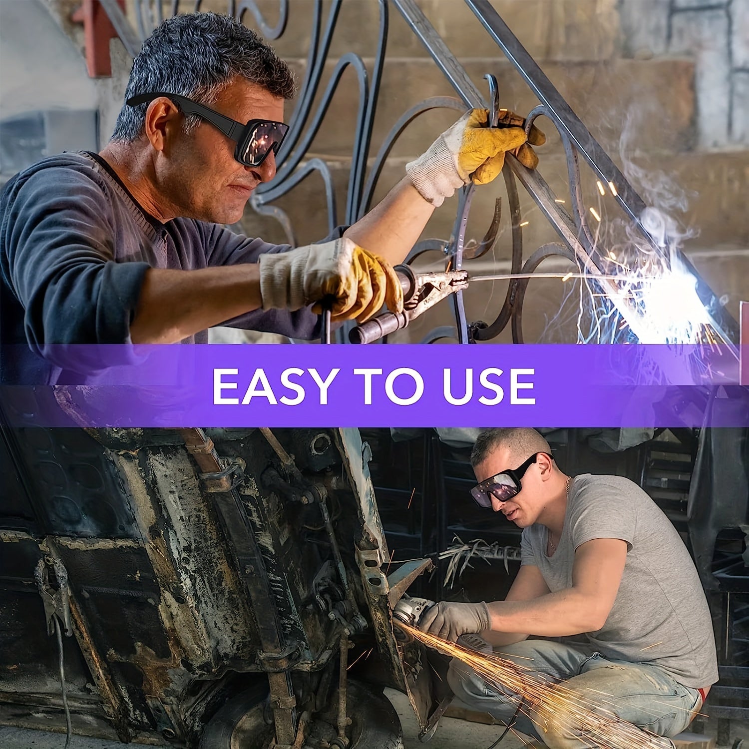 1 Set Automatic Dimming Welding Glasses With 5pcs Protective Film, Solar Powered Auto Darkening Welding Glasses, Welder Glasses For TIG MIG ARC Grinding Plasma, Auto Darkening Anti- Eyes Shield, Storage Box With Cloth, Glasse