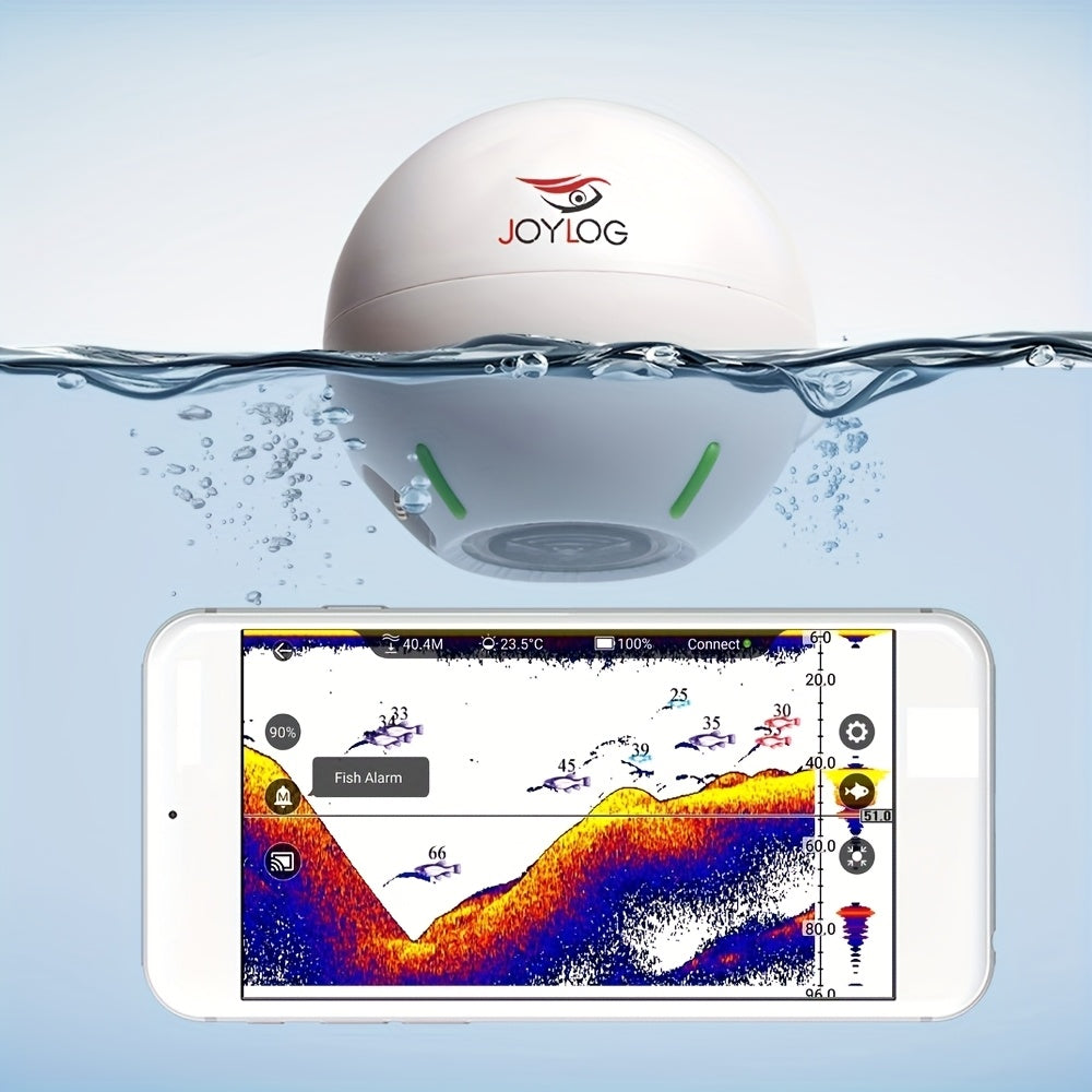 JOYLOG Smart Sounder Fishing Gauge with Wireless, Rechargeable Battery & LCD Display - White Boat Safety Device for Freshwater Anglers, Easy-to-Use Fish Locator with Color-Coded Scale, Durable Design, Angler Essentials, Compa