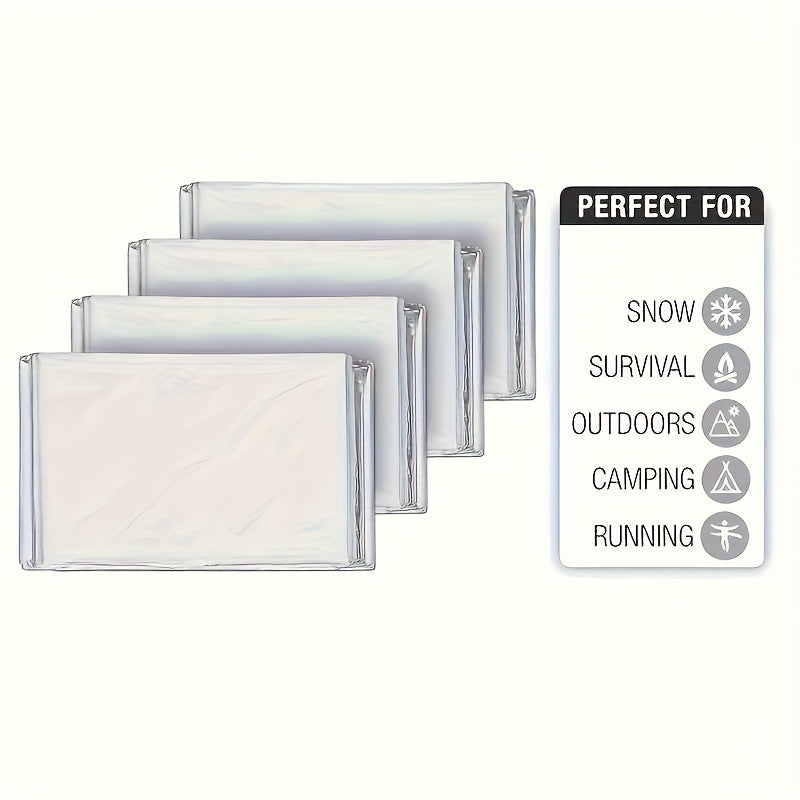 [Emergency Thermal Blankets] 10-Pack Heavy-Duty Emergency Thermal Blankets - Extra Large 52x82 Inch (4x6.5ft) Mylar-like Reflective Foil Sheets for Extreme Cold & Heat Protection - Portable Shelter & Ground Cover for Camping,