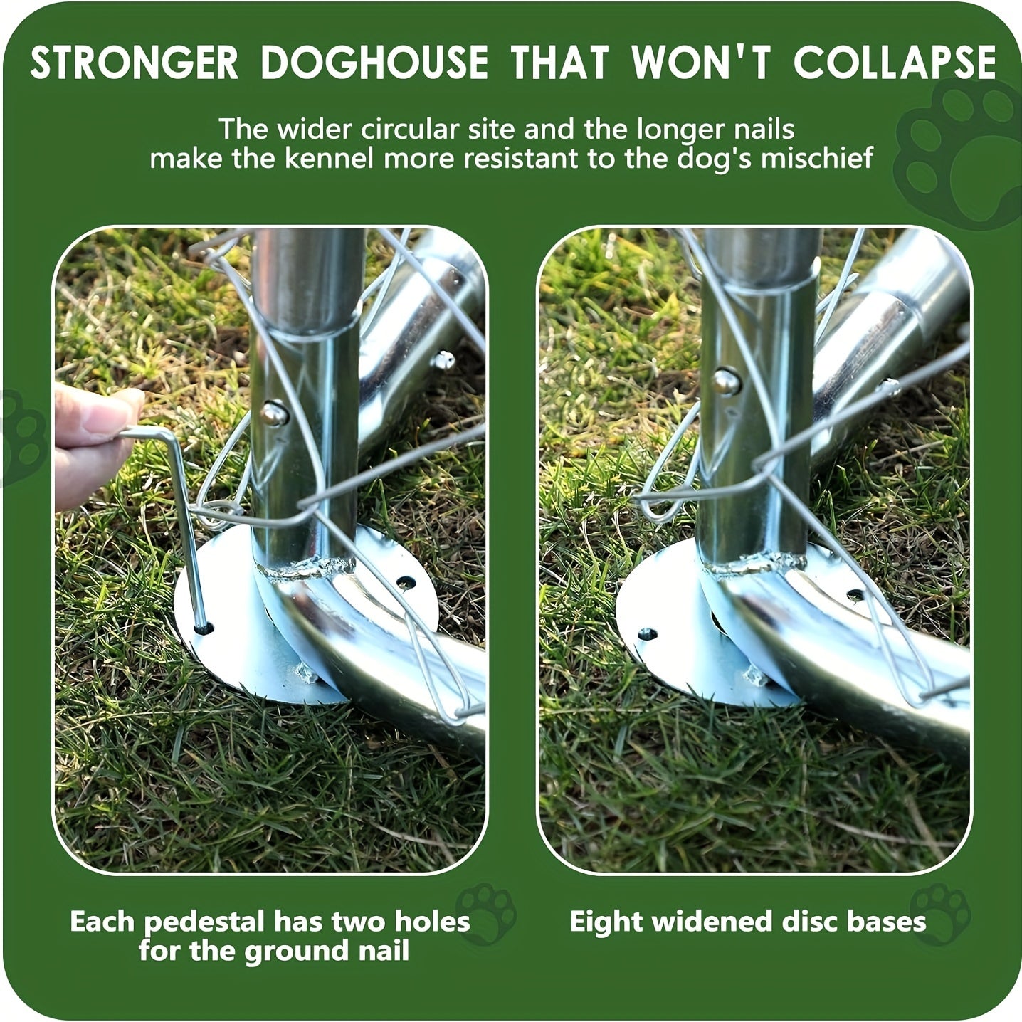 Dog Kennel Outdoor Large Dog House Outside with Waterproof Canopy, Heavy Duty Dog Playpen Galvanized Anti-Rust Dog Cage for Farm Backyard Garden (118'' L x 118'' W x 83'' H)