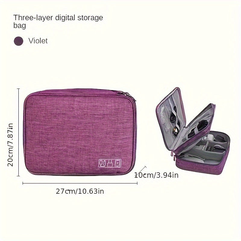 Electronics Organizer Travel Case, Water Resistant Cable Organizer Bag for Travel Essentials, Tech Gifts for Men, Storage Bag as Accessories for Phone, Cord, iPad