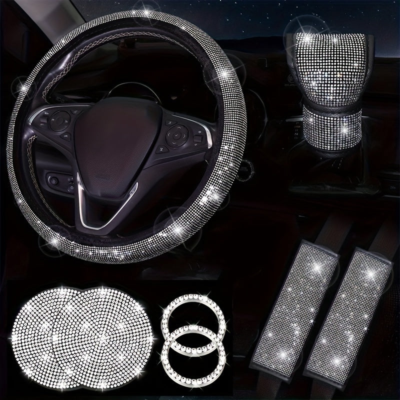 8pcs Sparkling Rhinestone Car Interior Decor Set - Fashionable All-Season Accessories For Women Car Accessories For Women Car Accessories Women