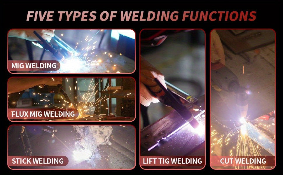 Plasma Cutter Welder Gas MIG/Gasless MIG/Lift TIG/Stick/CUT 5 In 1 Welding Machine With 110V/220V Dual Voltage, Thermal Protection IGBT Inverter LED Digital Display Multi Process Welder