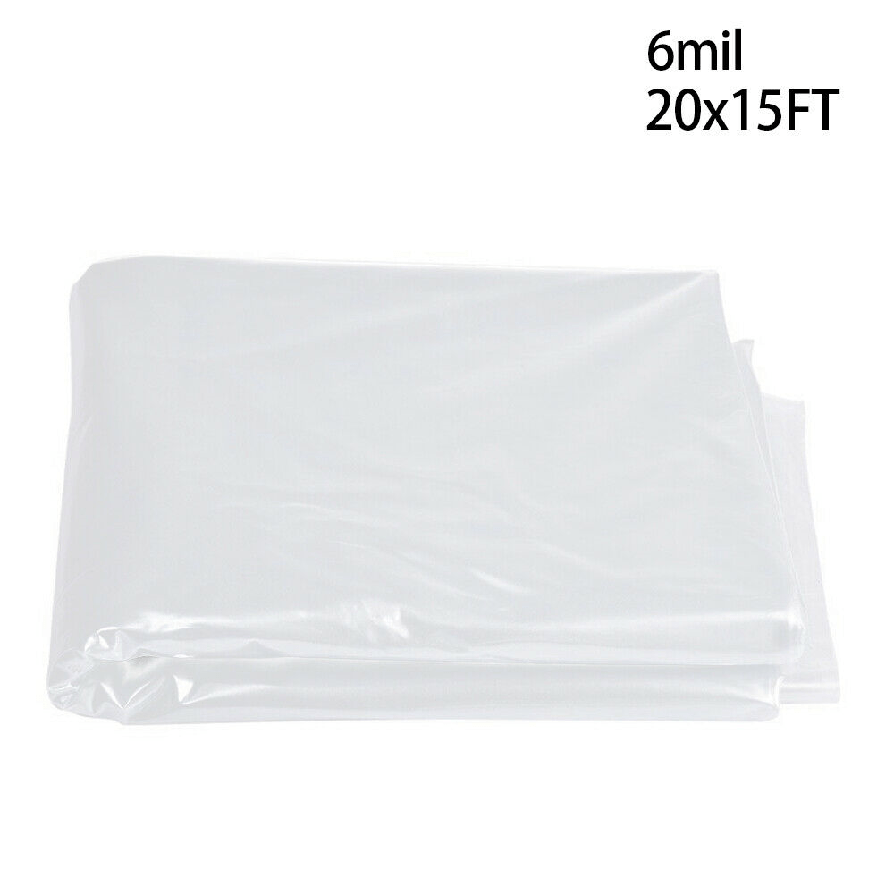 6 mil Greenhouse Plastic Film Sheeting Cover Large Size 100ft 50ft 40ft Length Available UV Resistant Clear Polyethylene Film Green House Hoop Farm Plastic Cover for Gardening Farming Agriculture