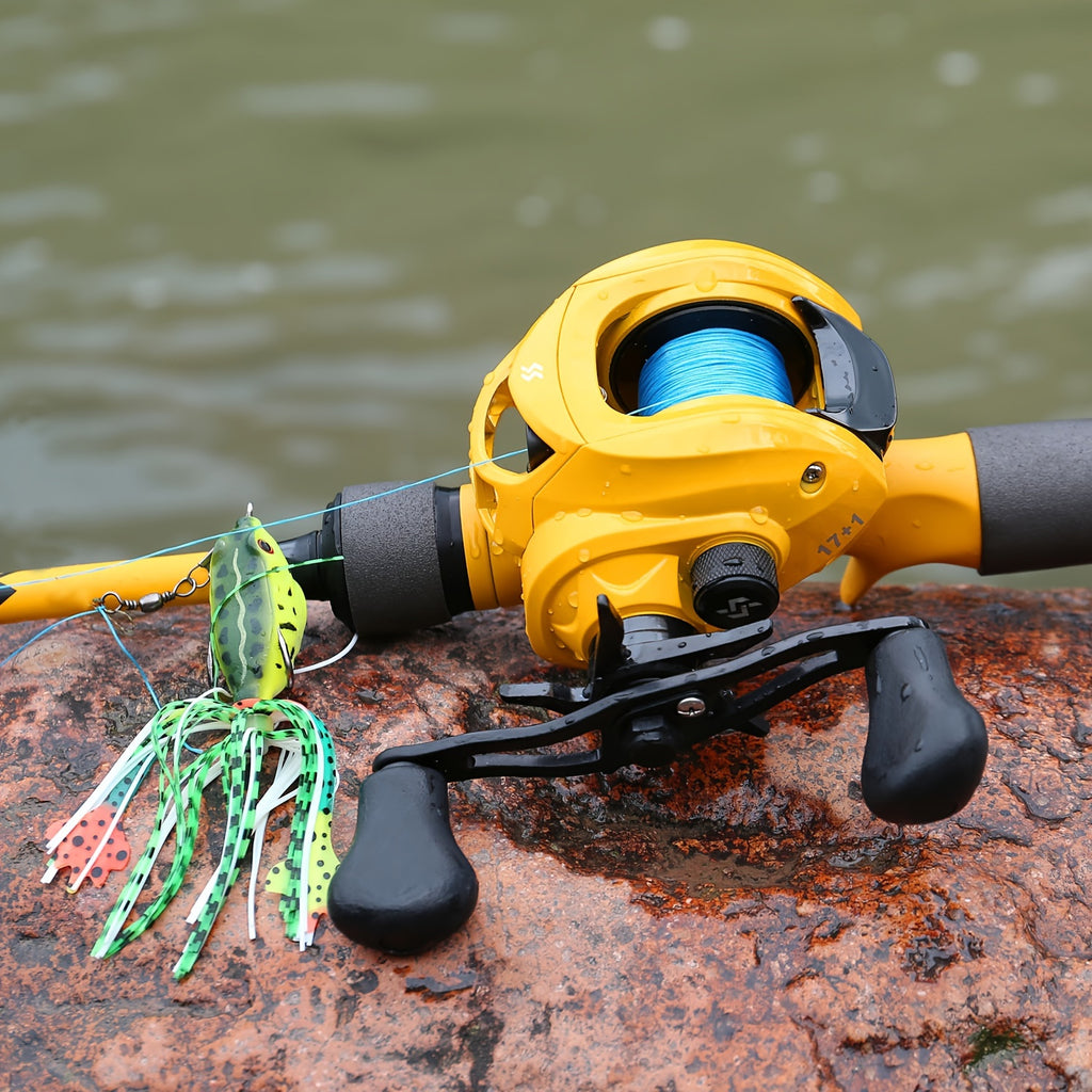 Sougayilang Baitcaster Combo, 2 Pieces Fishing Poles With 7.1:1 Gear Ratio Comfort EVA Grip Handle Reel Baitcasting Fishing Combo