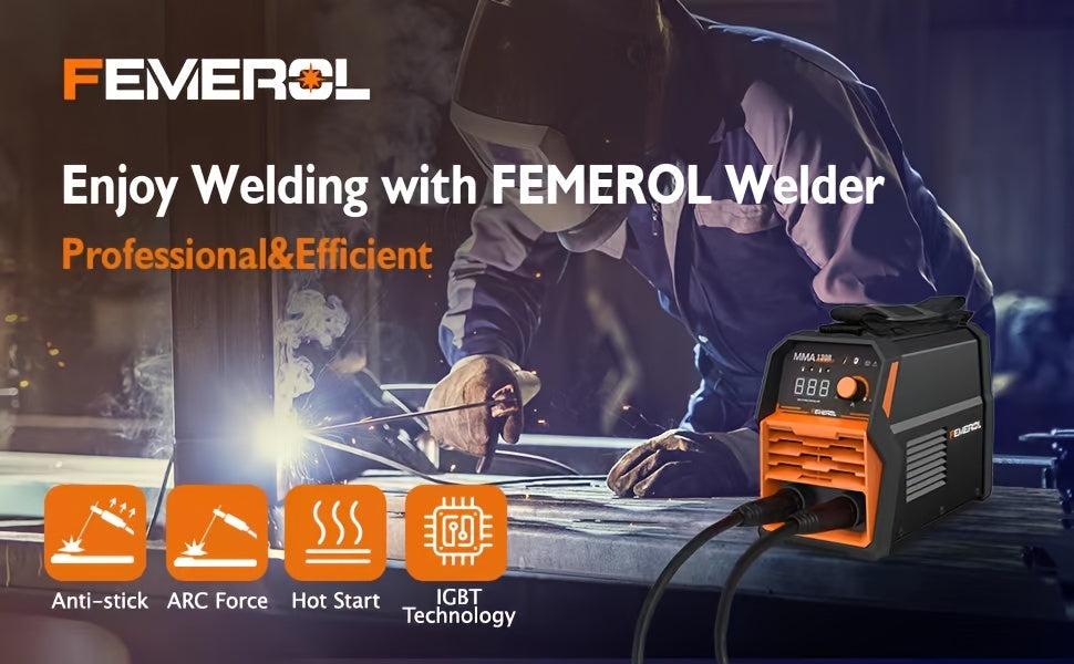 FEMEROL 130A Stick Welder, Mini And Portable MMA Welder Hot Start 110V ARC Welding Machine Digital Display IGBT Inverter Welder