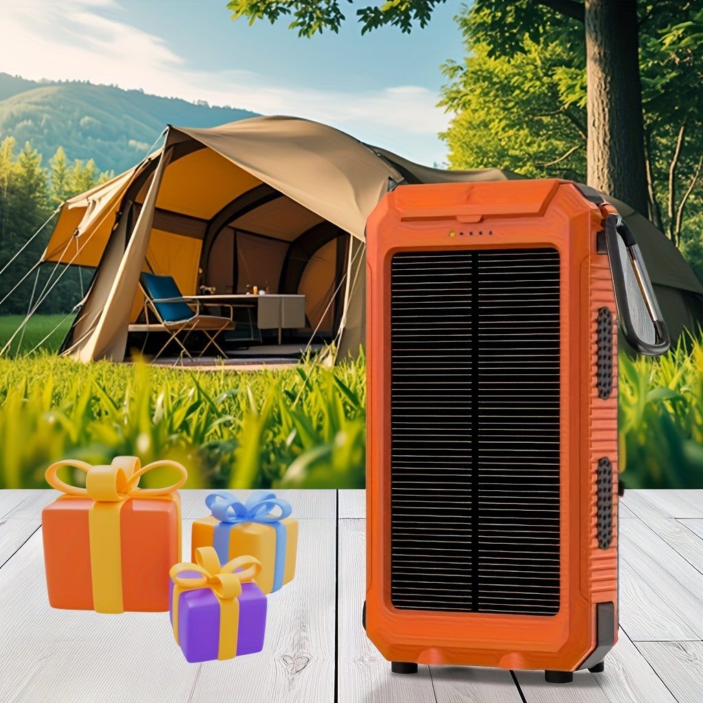 10000mAh/20000mAh Solar Powered Power Bank with Flashlight/USB/Type-C/Micro Interface/compass for Mobile Digital Electronics Devices, Durable and Long-lasting, Travel Camping, LED Flashlight, Hiking Buckle. The Best Gift for