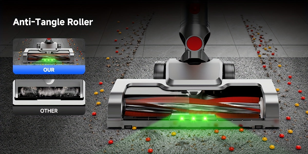 55-70 KPA Lightweight Vacuum Cleaner with Upgraded Green LED, Anti-tangle Brush, Removable Battery, Multiple Suction Levels, Up to 45 Minutes Of Battery Life, Women's Car Accessories, Vacuum Cleaner for Carpets, Pet Hair, And