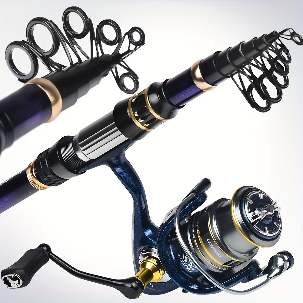 Fishing Rod and Reel Combo - Telescopic Fishing Poles and Spinning Reels Combos - Carbon Fiber Fishing Pole with 2500 Fishing Reel Combos - Bass Fishing Tackle Gear Set Fishing Rods Kit 1.8m/5.9ft