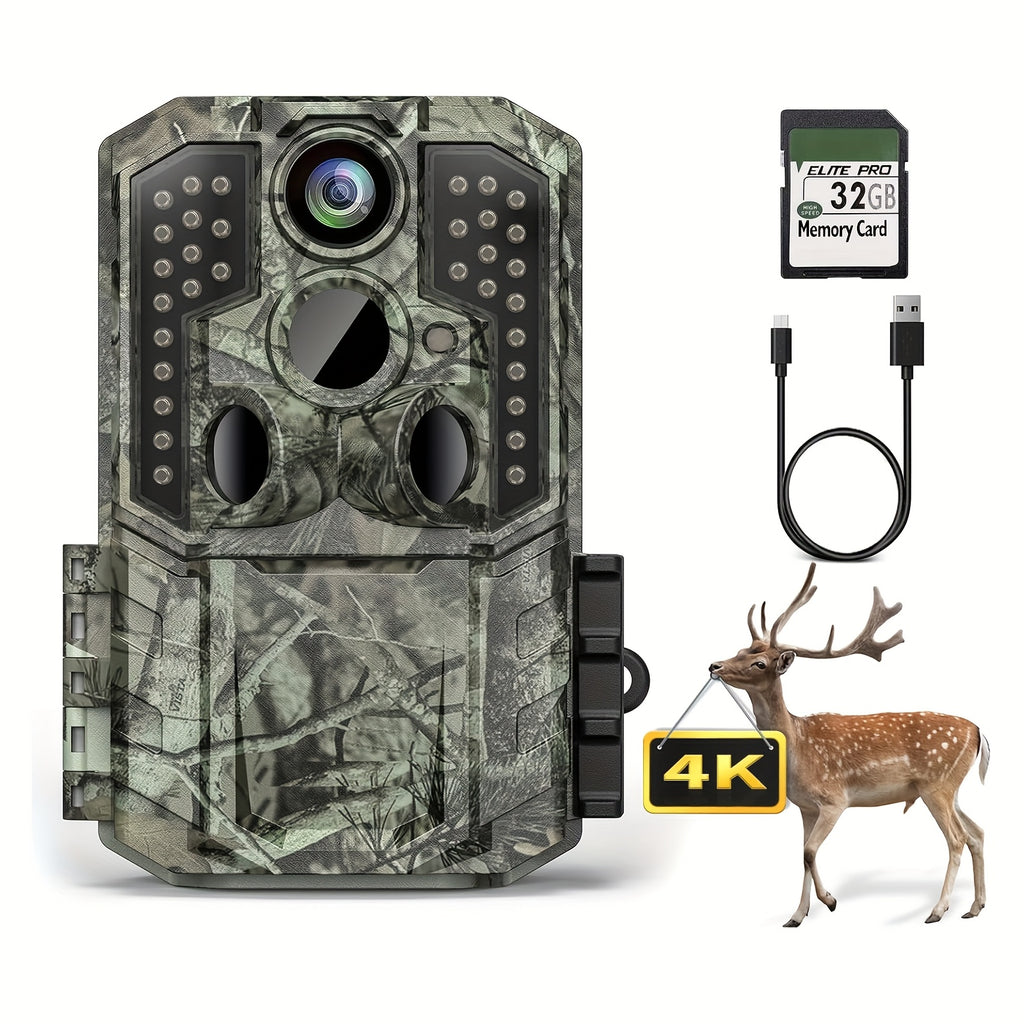 Trail Camera, 4K 48MP Game Camera, 0.2S Trigger Motion Activated, Hunting Camera with Night Vision IP54 Waterproof 2.0''LCD 120°Wide Cam Lens for Outdoor Scouting Wildlife Monitoring Home Security, Gift for Men, Trail Camera
