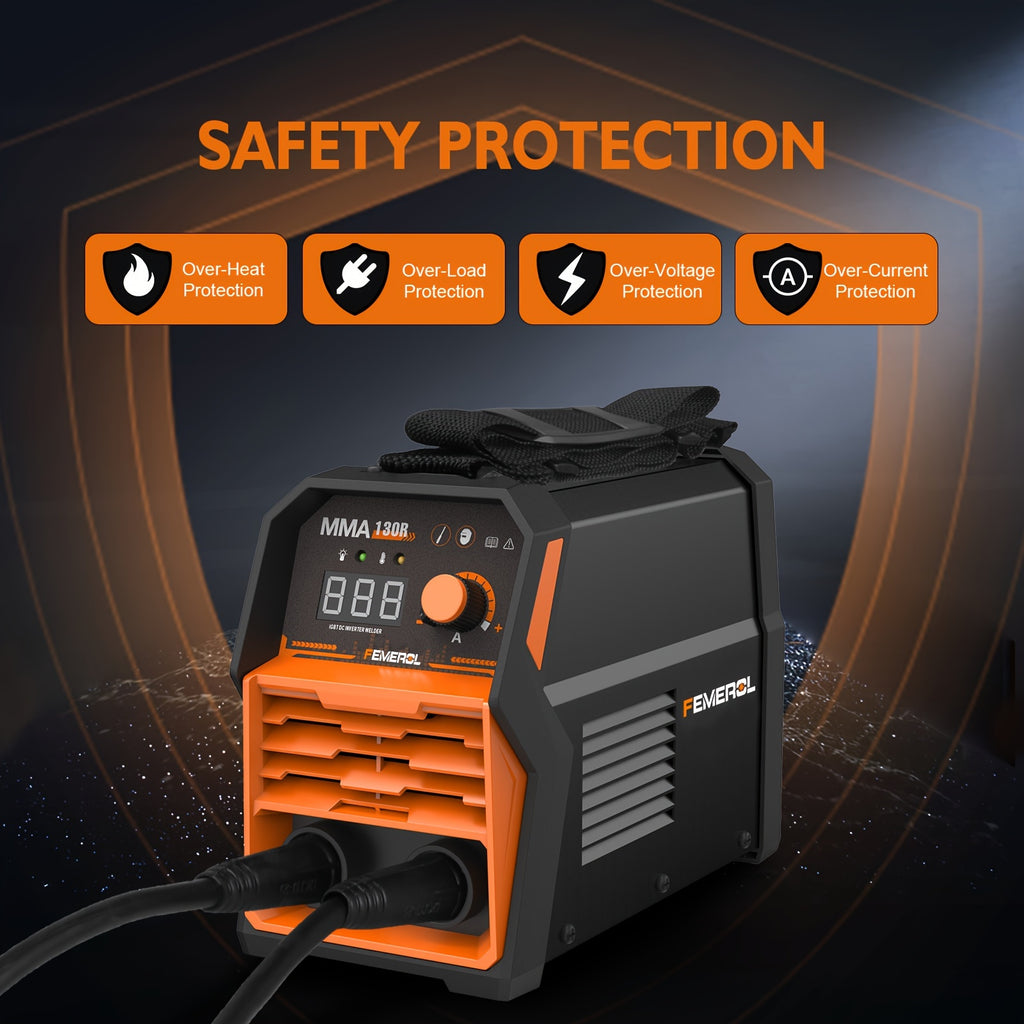 FEMEROL 130A Stick Welder, Mini And Portable MMA Welder Hot Start 110V ARC Welding Machine Digital Display IGBT Inverter Welder