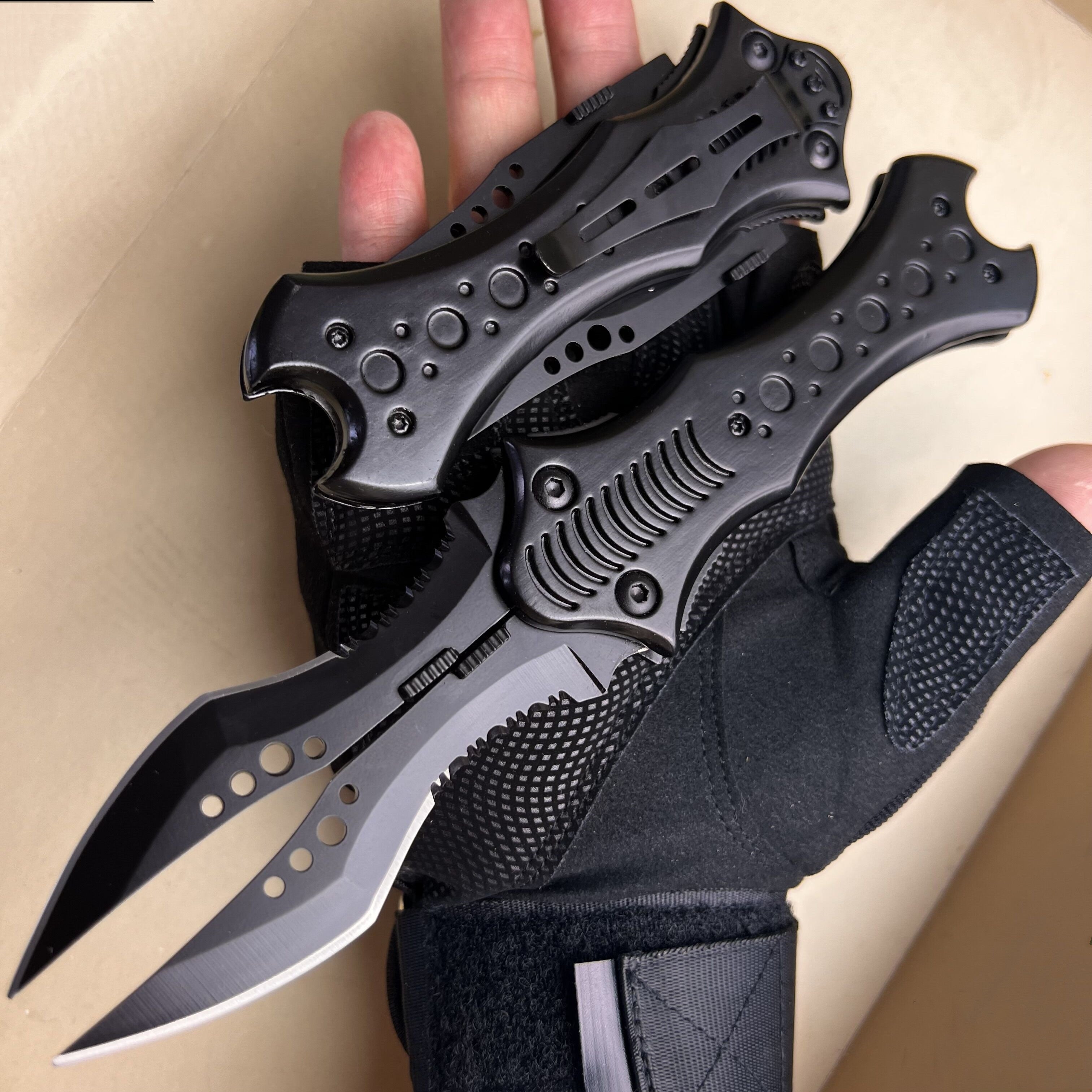 HOLYBLADE 8.5" Double Blade Pocket Knife Twin Blade Folding Knife with Clip, Outdoor Tactical Survival Camping Folding Knives, Gifts for Men