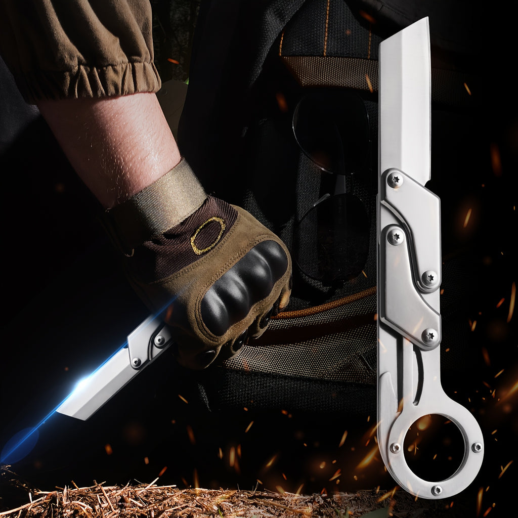 1pc, Multifunctional Folding Knife, Stainless Steel Pocket Knife, Creative Transforming Knife, Outdoor Survival Knife, Tactical Pocket Knife For Men Gifts