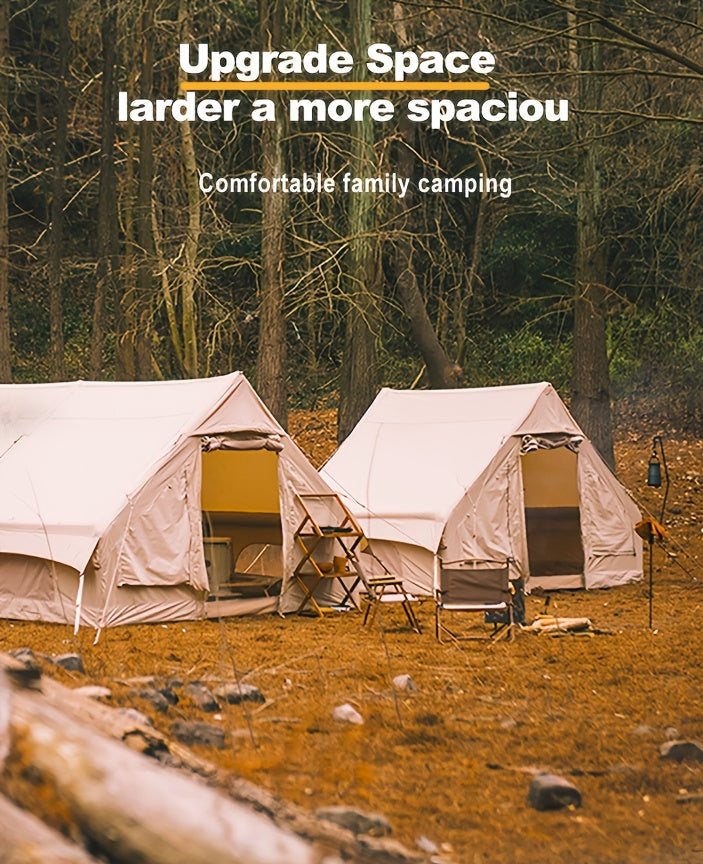 8-10 Person Inflatable Camping Tents, 129 SqFt Large Air Tent, Winter Blow Up Tent with Stove Pipe Port, 4-Season Glamping Tent with Large Mesh Windows& Zipper Closure, for Couples, Group And Family