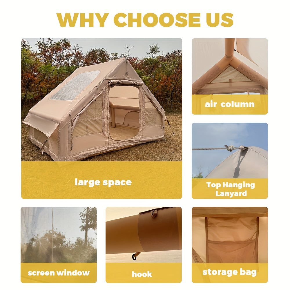 Inflatable camping tent large family camping tents instant glamping tent 4 season windproof outdoor blow up tent fishing party