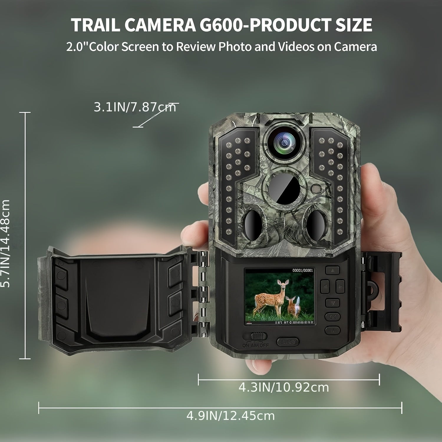 Trail Camera, 4K 48MP Game Camera, 0.2S Trigger Motion Activated, Hunting Camera with Night Vision IP54 Waterproof 2.0''LCD 120°Wide Cam Lens for Outdoor Scouting Wildlife Monitoring Home Security, Gift for Men, Trail Camera