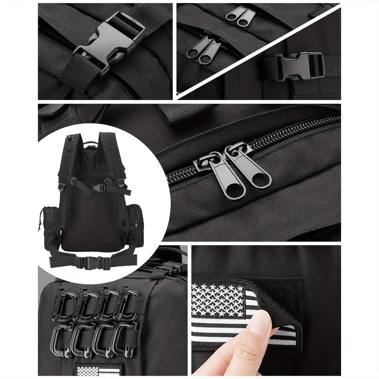 EZshoot 15.85gal Large Outdoor Backpack - High Quality & Scratch-Resistant 900D Oxford, Detachable Hydration Pouch & Crossbody Bag, MOLLE Webbing System with 8 Carabiners & 4 D-Rings, Adjustable Padded Straps for Hunting, Cam