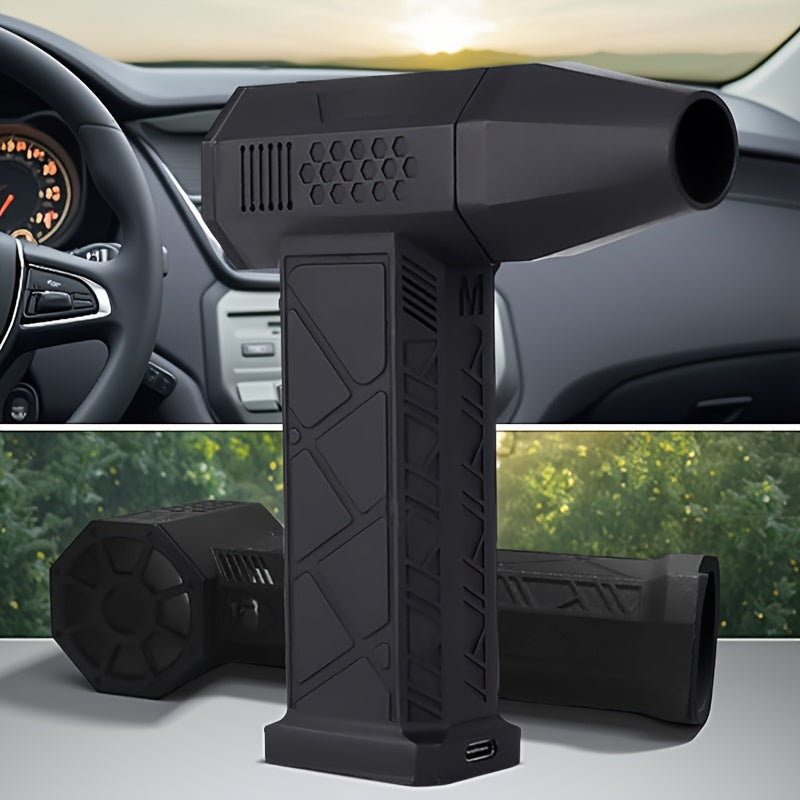 1pc Black Rechargeable Portable Turbojet Fan With Powerful Blower, Equipped With High-speed Air Duct Fan, Ultra-Powerful High-Speed Air Blower - Mini Turbo Jet Fan For Quick Dust Removal - Perfect For Cars, Home & Electronics