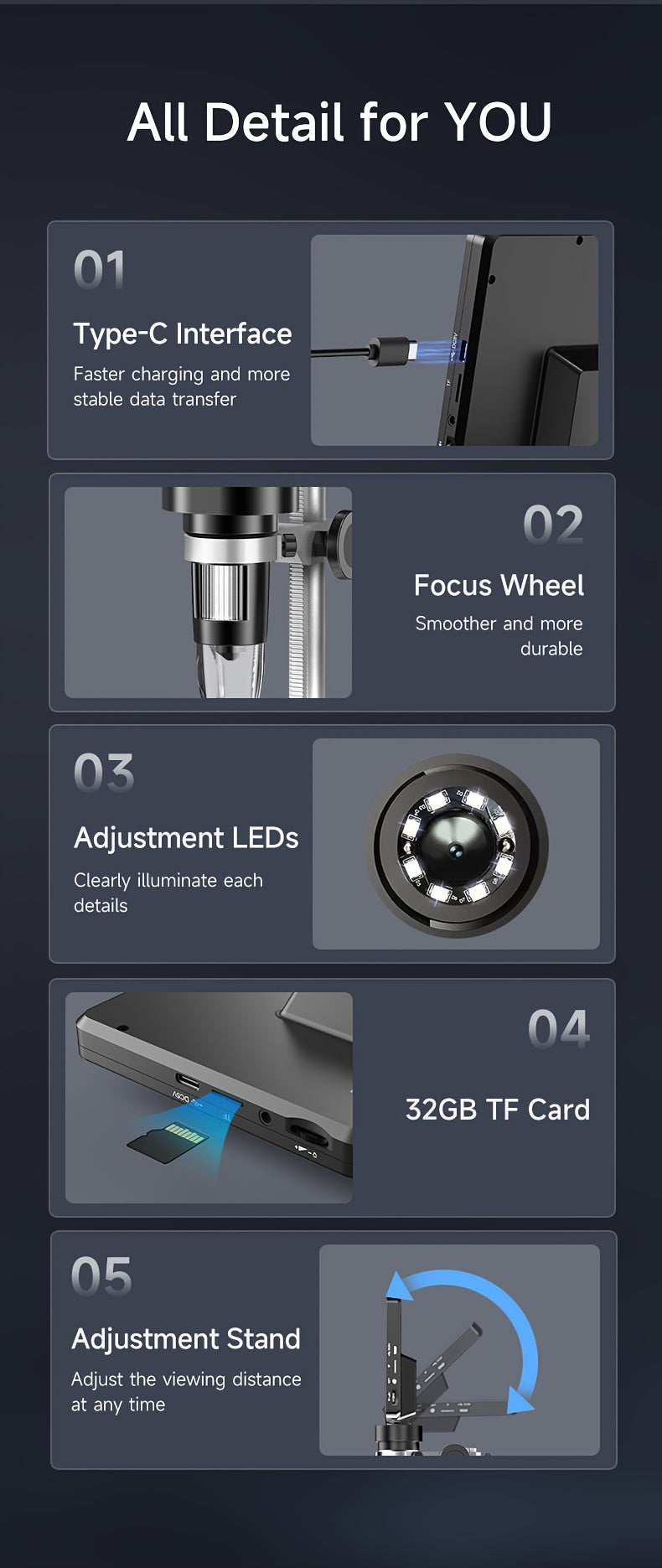 Rievbcau 7-Inch Hd Digital Microscope With 1200X Magnification - Perfect For Electronics Repair & Photography