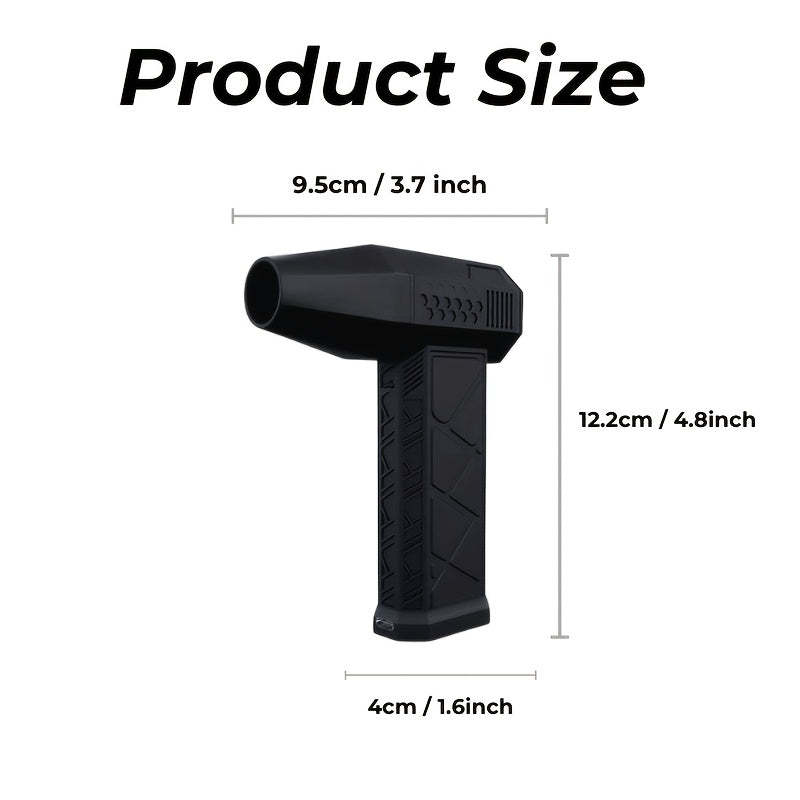 1pc Black Rechargeable Portable Turbojet Fan With Powerful Blower, Equipped With High-speed Air Duct Fan, Ultra-Powerful High-Speed Air Blower - Mini Turbo Jet Fan For Quick Dust Removal - Perfect For Cars, Home & Electronics